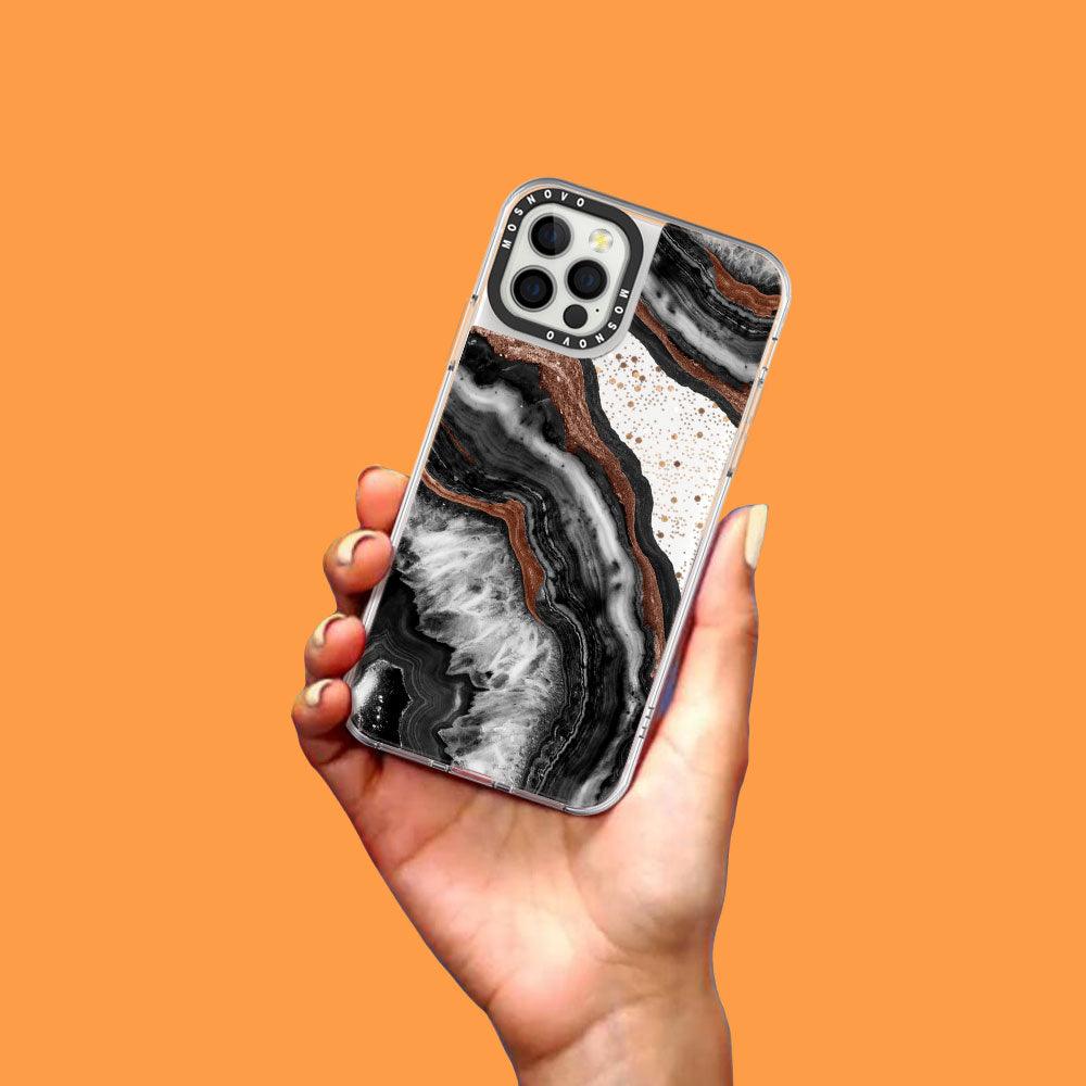 Black Agate Glitter Phone Case - iPhone 12 Pro Case - MOSNOVO