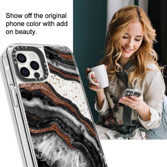 Black Agate Glitter Phone Case - iPhone 12 Pro Case - MOSNOVO