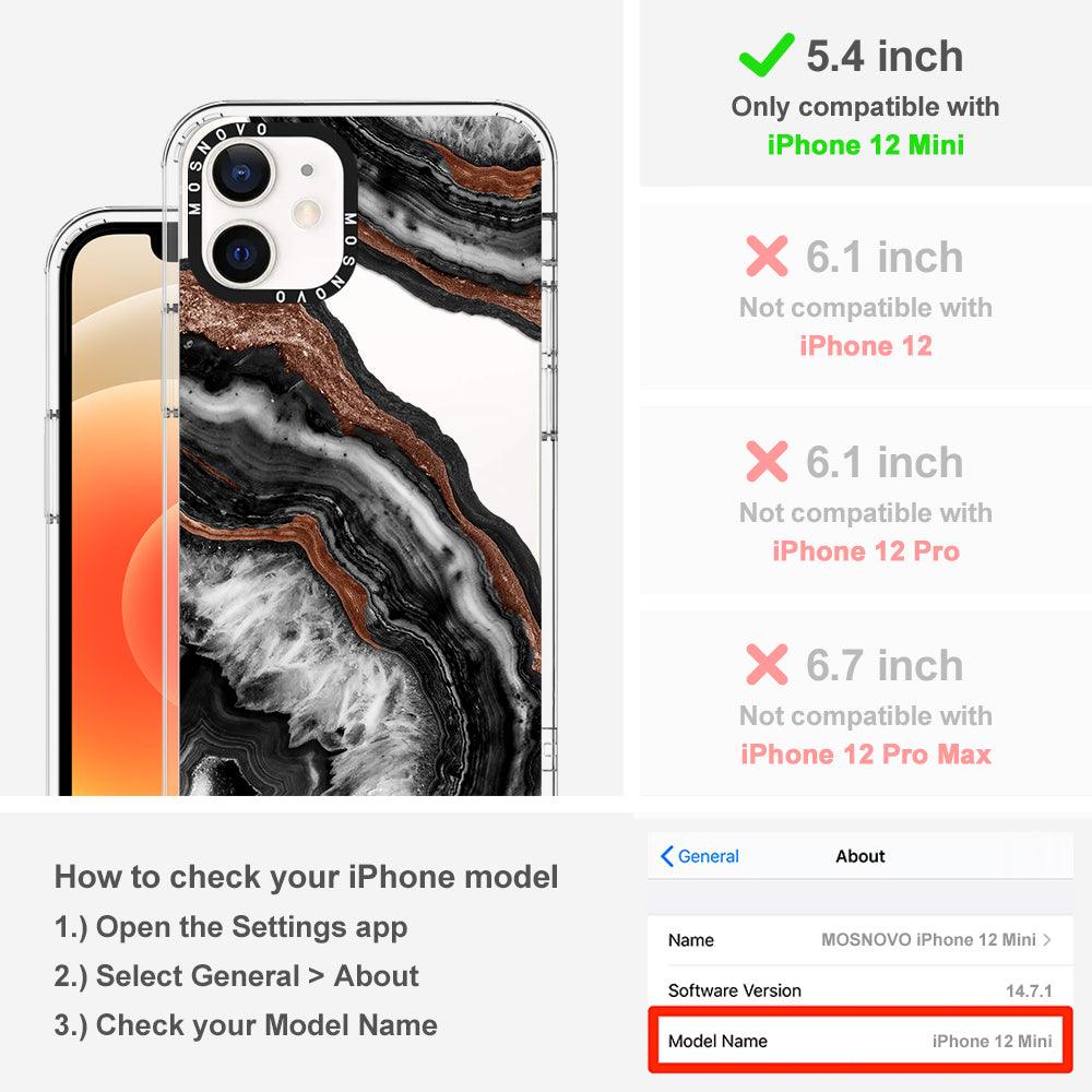 Black Agate Phone Case - iPhone 12 Mini Case - MOSNOVO