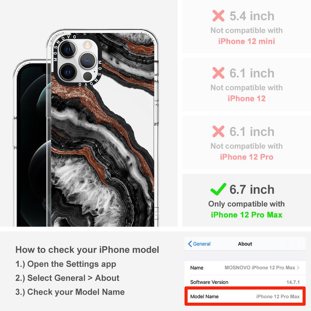 Black Agate Phone Case - iPhone 12 Pro Max Case - MOSNOVO