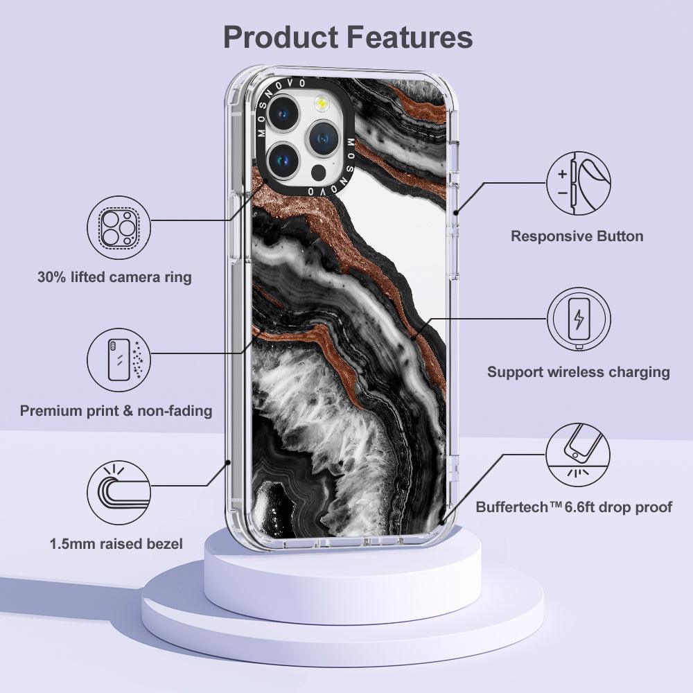 Black Agate Phone Case - iPhone 12 Pro Max Case - MOSNOVO
