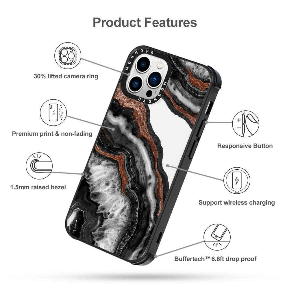 Black Agate Phone Case - iPhone 13 Pro Max Case - MOSNOVO