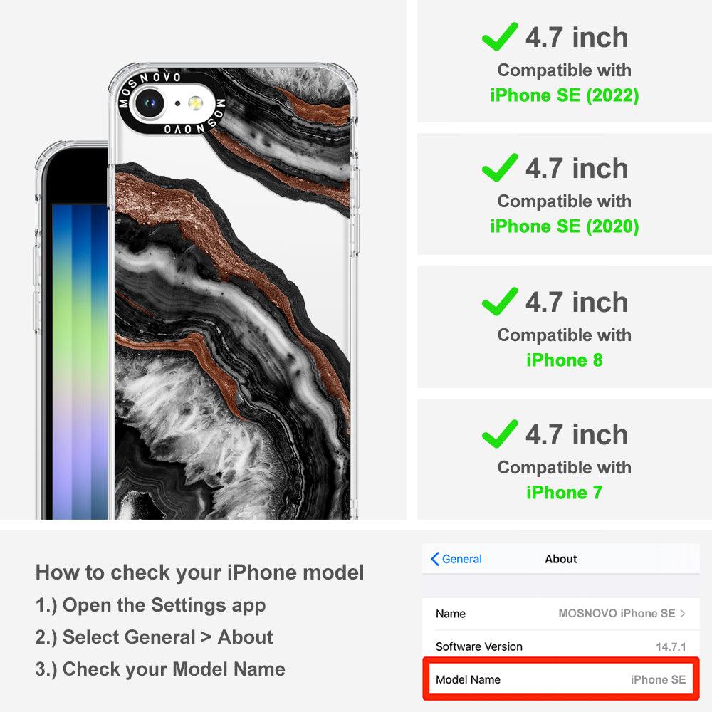 Black Agate Phone Case - iPhone SE 2022 Case - MOSNOVO