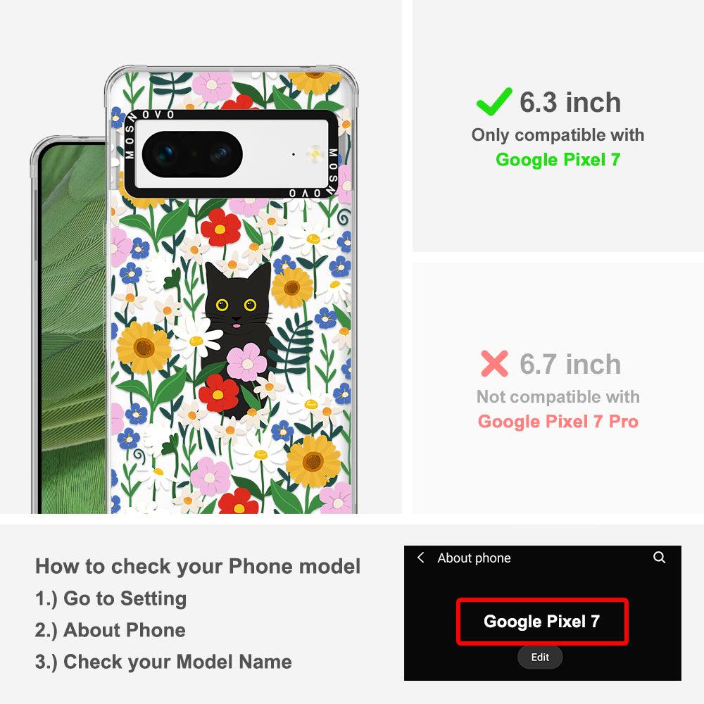 Black Cat in Garden Phone Case - Google Pixel 7 Case - MOSNOVO
