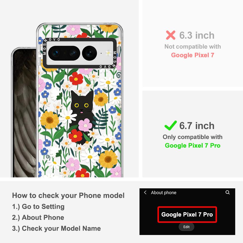 Black Cat in Garden Phone Case - Google Pixel 7 Pro Case - MOSNOVO