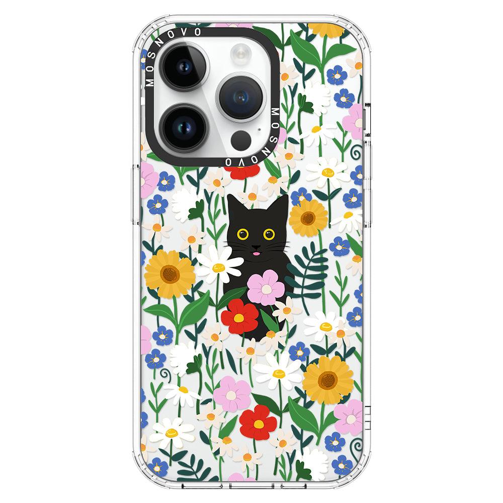 Black Cat in Garden Phone Case - iPhone 14 Pro Case - MOSNOVO