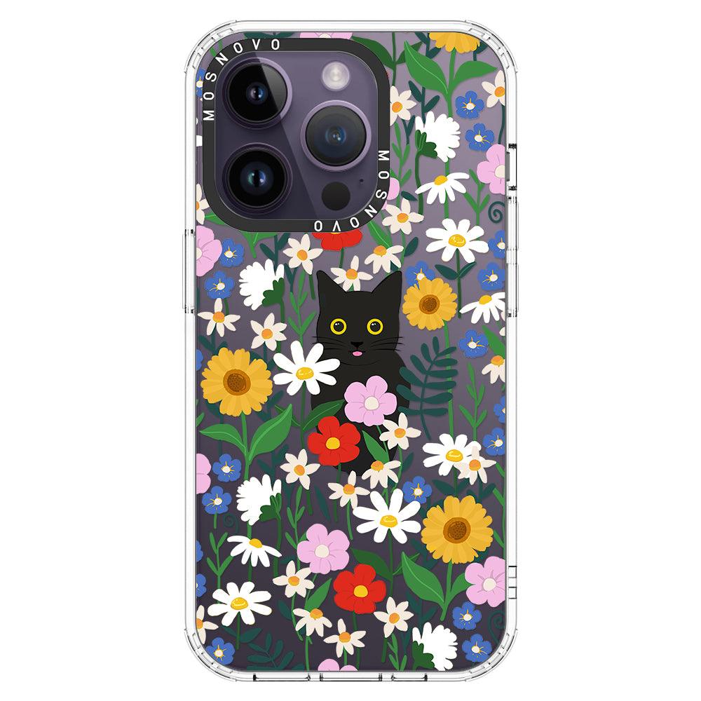 Black Cat in Garden Phone Case - iPhone 14 Pro Case - MOSNOVO