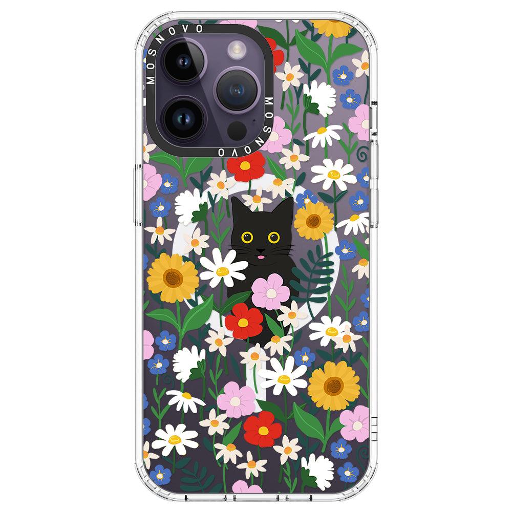 Black Cat in Garden Phone Case - iPhone 14 Pro Max Case - MOSNOVO