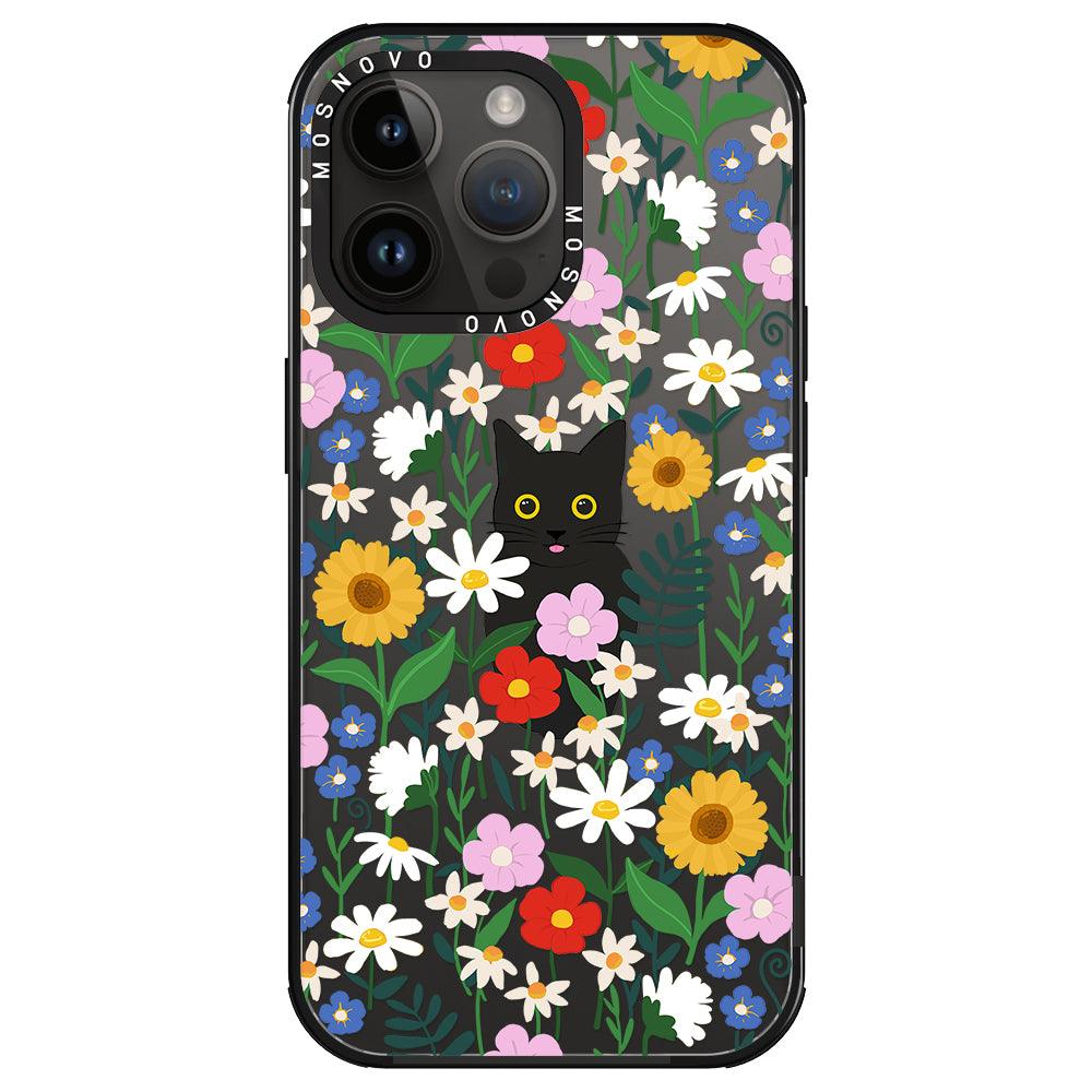 Black Cat in Garden Phone Case - iPhone 14 Pro Max Case - MOSNOVO