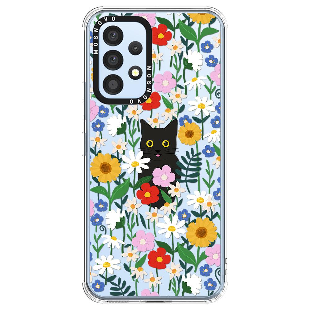 Black Cat in Garden Phone Case - Samsung Galaxy A53 Case - MOSNOVO