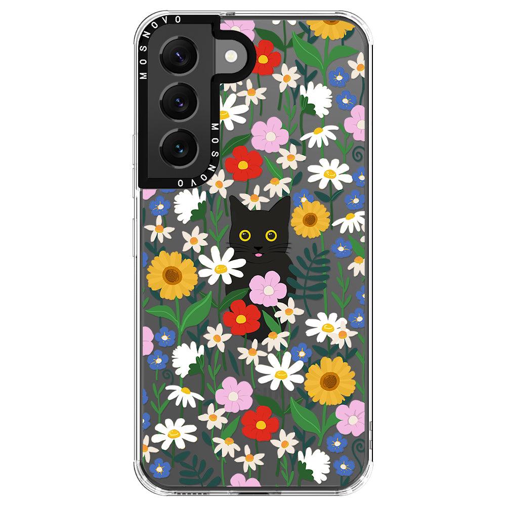 Black Cat in Garden Phone Case - Samsung Galaxy S22 Case - MOSNOVO