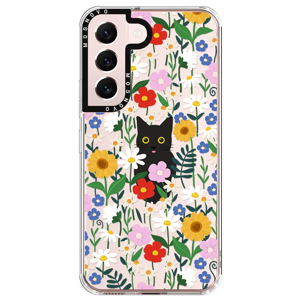 Black Cat in Garden Phone Case - Samsung Galaxy S22 Plus Case - MOSNOVO