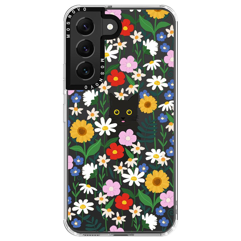 Black Cat in Garden Phone Case - Samsung Galaxy S22 Plus Case - MOSNOVO