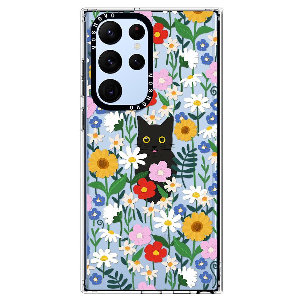Black Cat in Garden Phone Case - Samsung Galaxy S22 Ultra Case - MOSNOVO