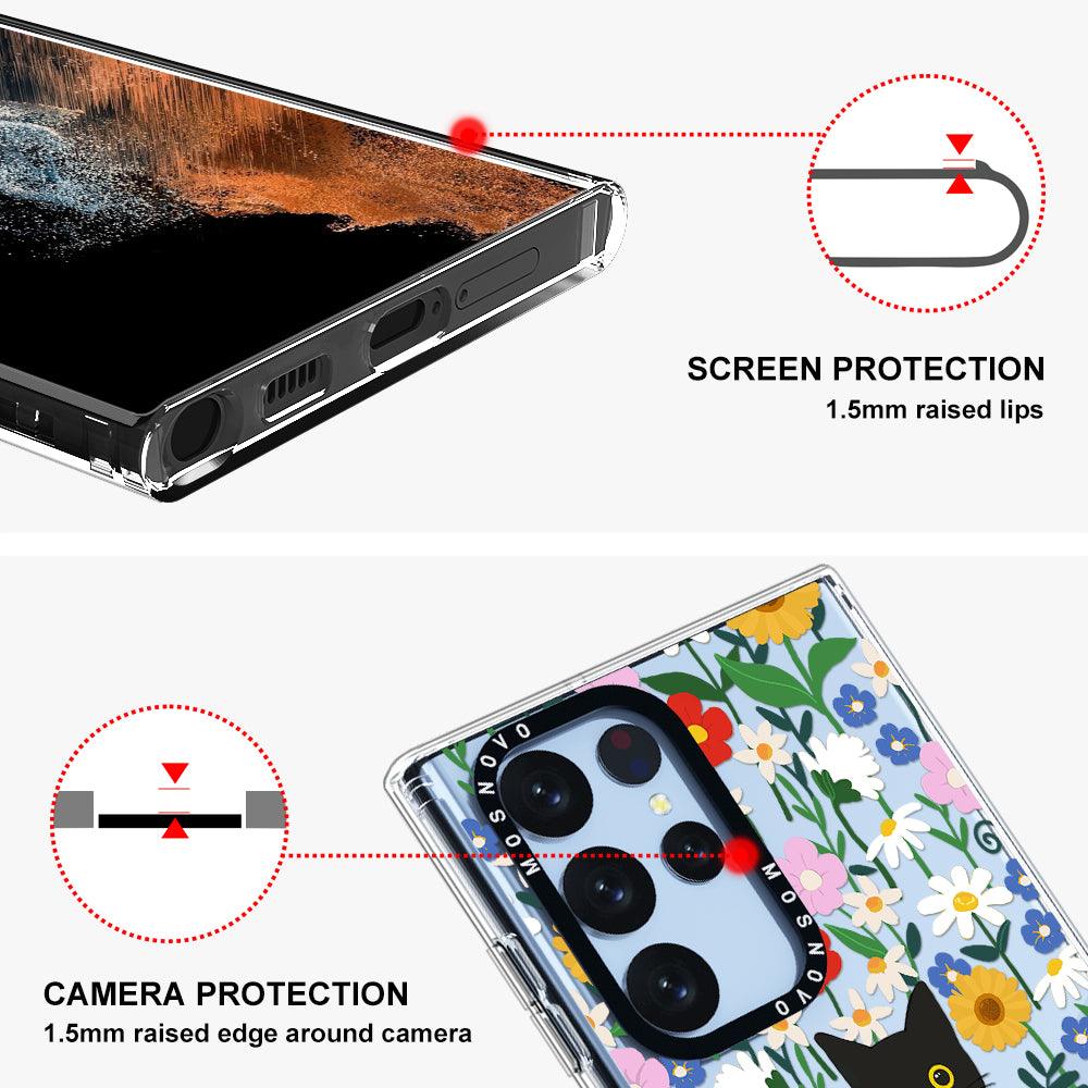 Black Cat in Garden Phone Case - Samsung Galaxy S22 Ultra Case - MOSNOVO