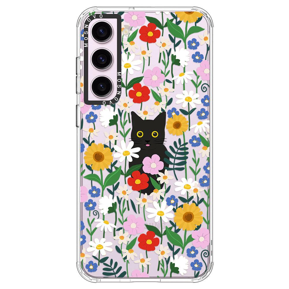 Black Cat in Garden Phone Case - Samsung Galaxy S23 Plus Case - MOSNOVO