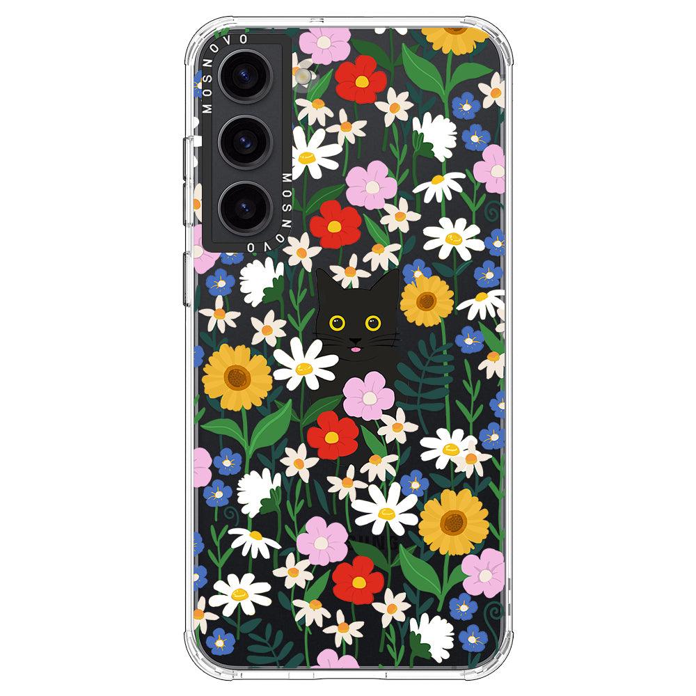 Black Cat in Garden Phone Case - Samsung Galaxy S23 Plus Case - MOSNOVO