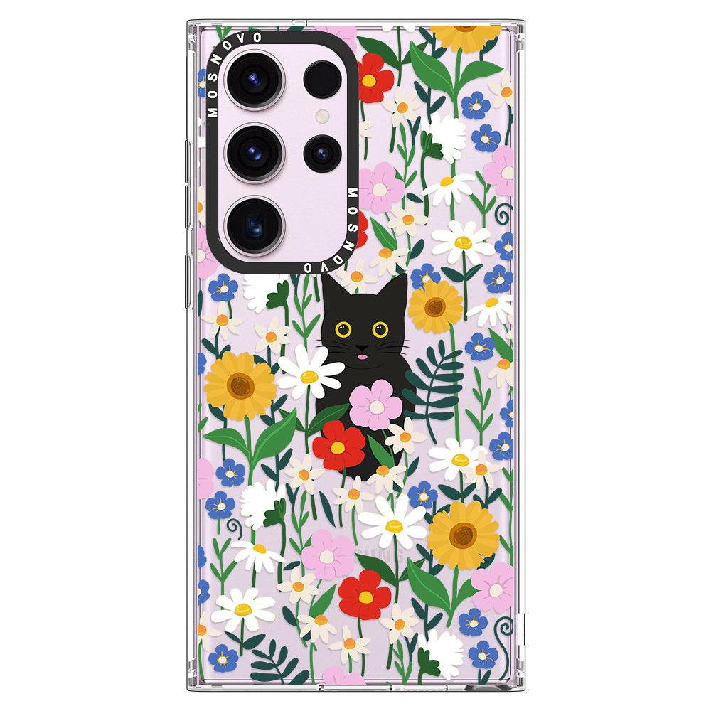 Black Cat in Garden Phone Case - Samsung Galaxy S23 Ultra Case - MOSNOVO
