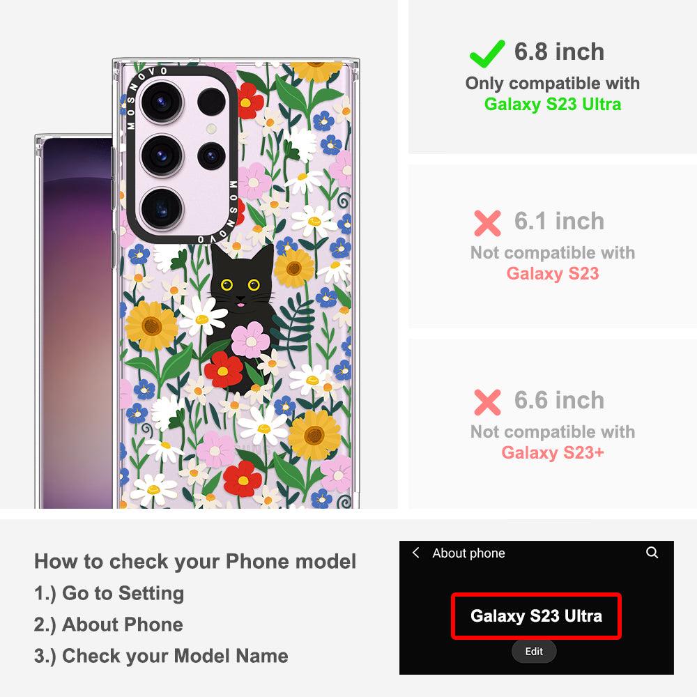 Black Cat in Garden Phone Case - Samsung Galaxy S23 Ultra Case - MOSNOVO