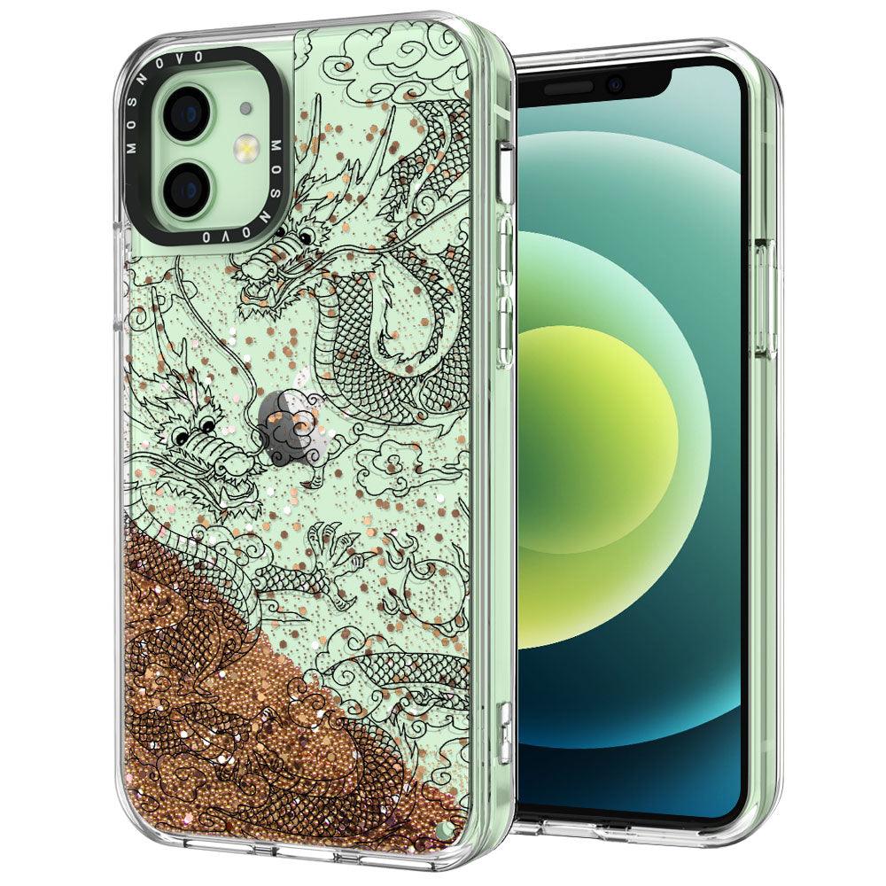 Black Dragon Glitter Phone Case - iPhone 12 Mini Case - MOSNOVO
