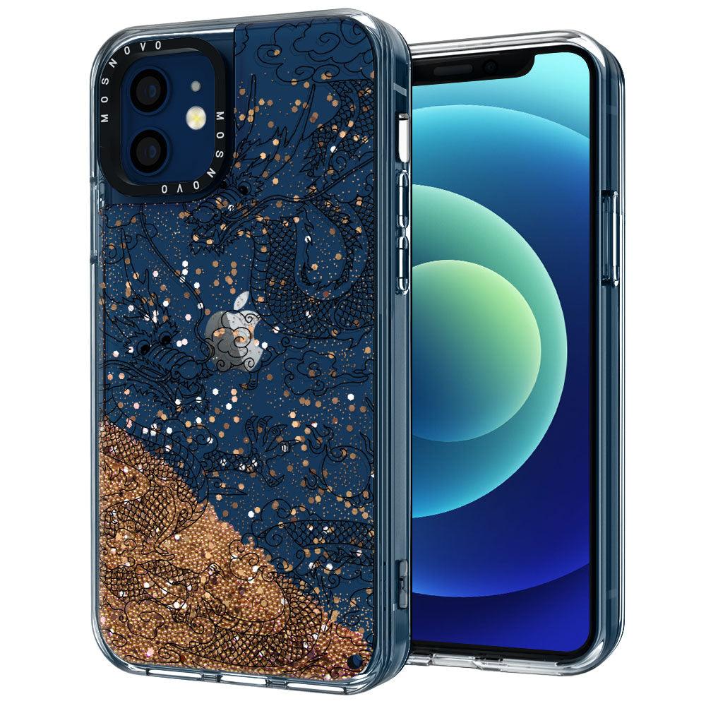 Black Dragon Glitter Phone Case - iPhone 12 Mini Case - MOSNOVO
