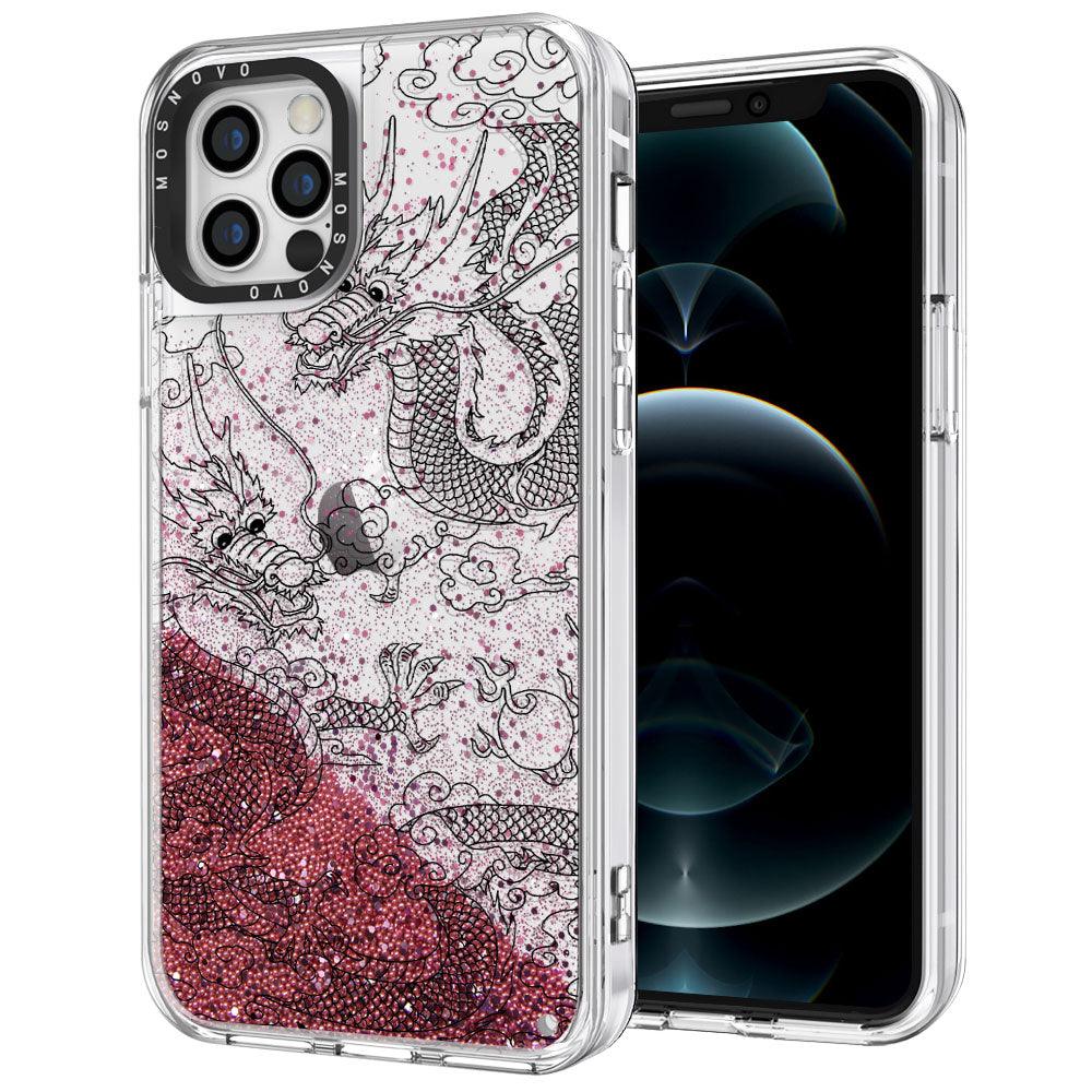 Black Dragon Glitter Phone Case - iPhone 12 Pro Case - MOSNOVO