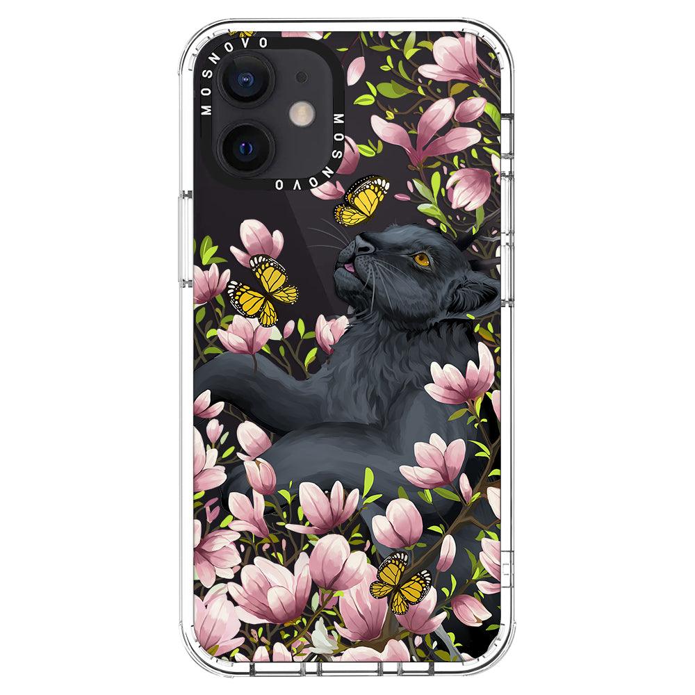 Black Leopard Garden Phone Case - iPhone 12 Mini Case - MOSNOVO