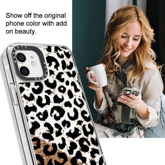 Black Leopard Glitter Phone Case - iPhone 12 Mini Case - MOSNOVO