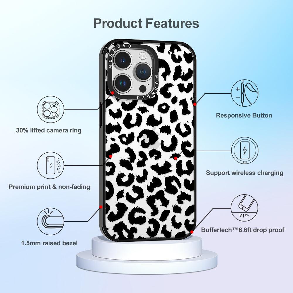 Black Leopard Phone Case - iPhone 14 Pro Max Case - MOSNOVO