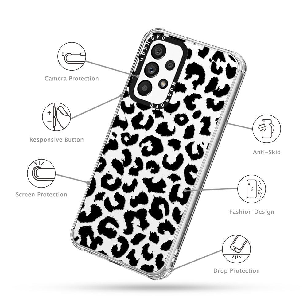 Black Leopard Print Phone Case - Samsung Galaxy A53 Case - MOSNOVO