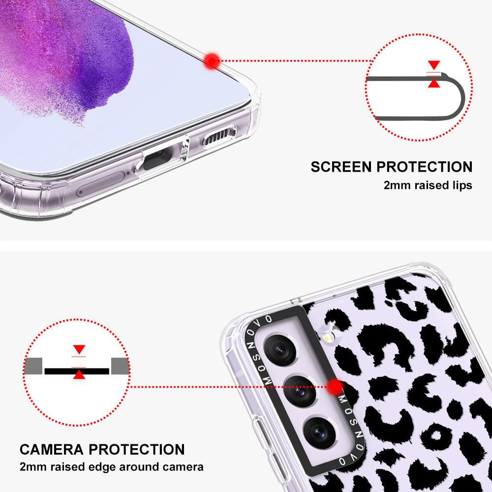 Black Leopard Print Phone Case - Samsung Galaxy S21 FE Case - MOSNOVO