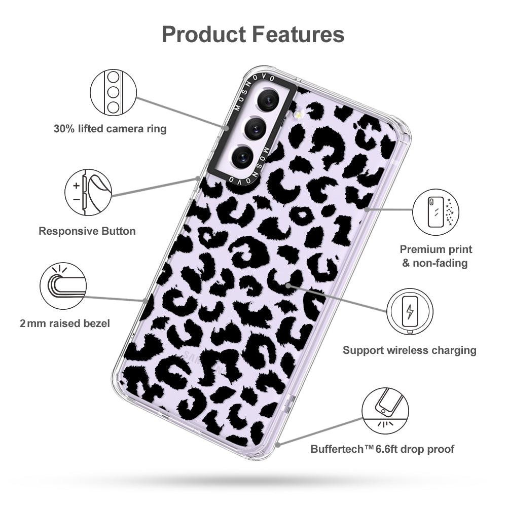 Black Leopard Print Phone Case - Samsung Galaxy S21 FE Case - MOSNOVO