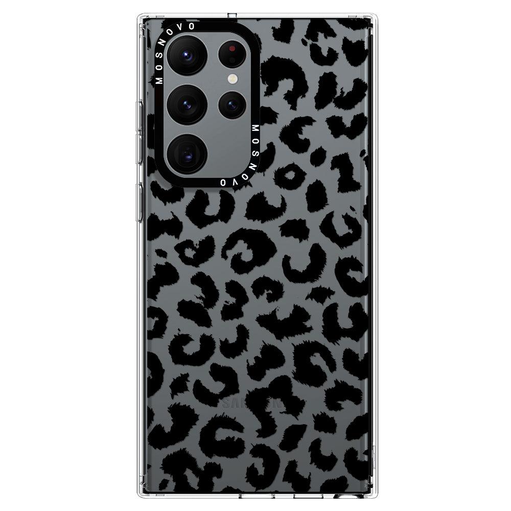 Black Leopard Print Phone Case - Samsung Galaxy S22 Ultra Case - MOSNOVO