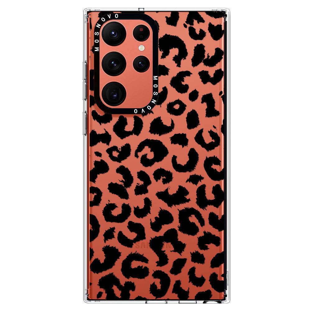 Black Leopard Print Phone Case - Samsung Galaxy S22 Ultra Case - MOSNOVO