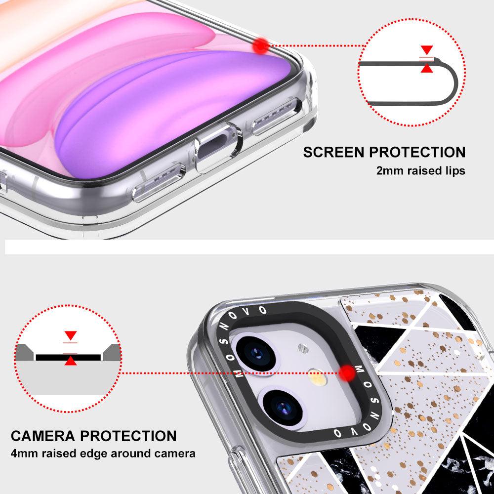Black Marble Glitter Phone Case - iPhone 11 Case - MOSNOVO