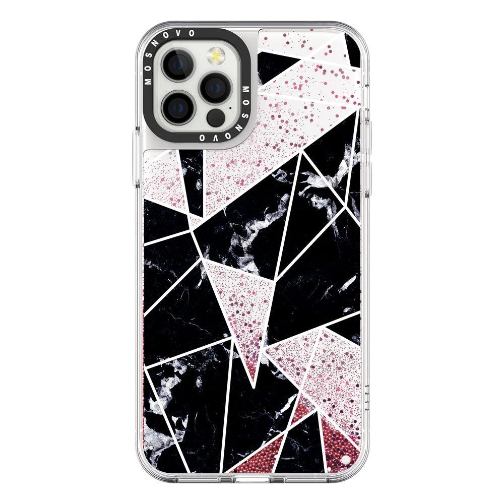 Black Marble Glitter Phone Case - iPhone 12 Pro Case - MOSNOVO