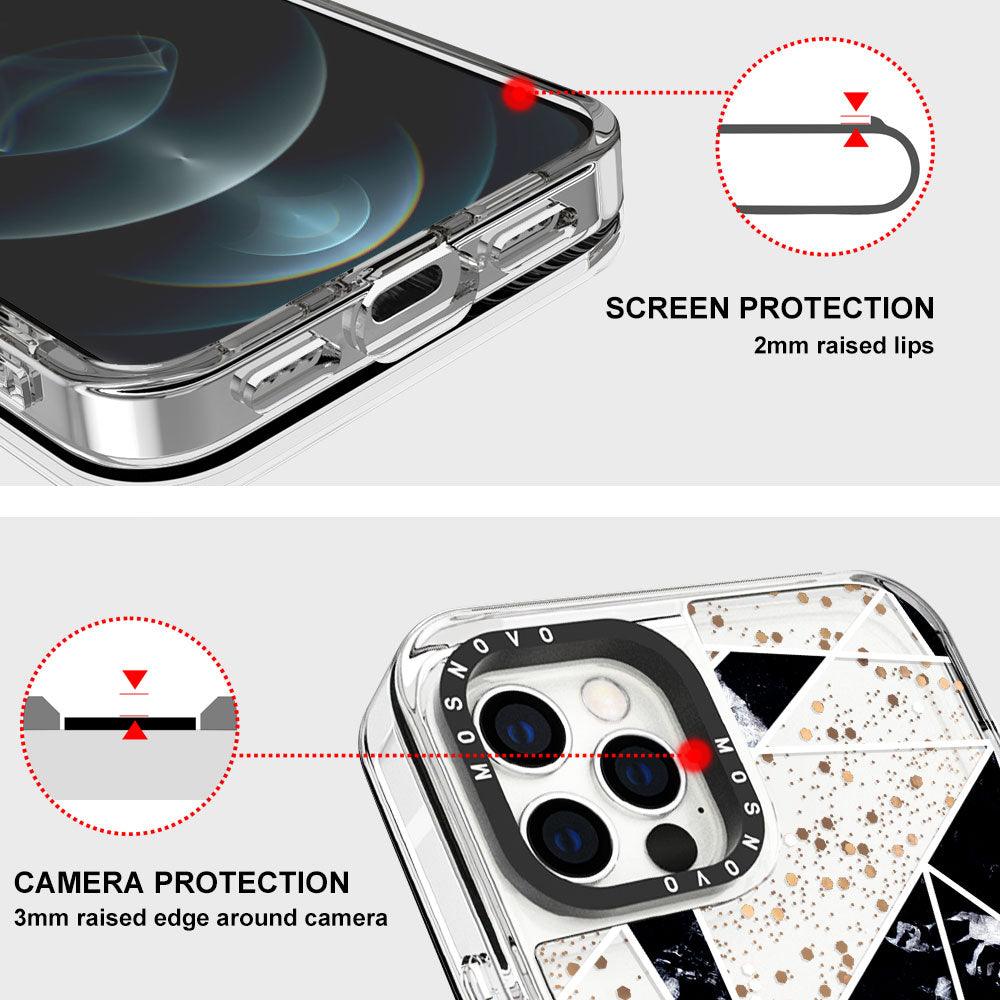Black Marble Glitter Phone Case - iPhone 12 Pro Case - MOSNOVO