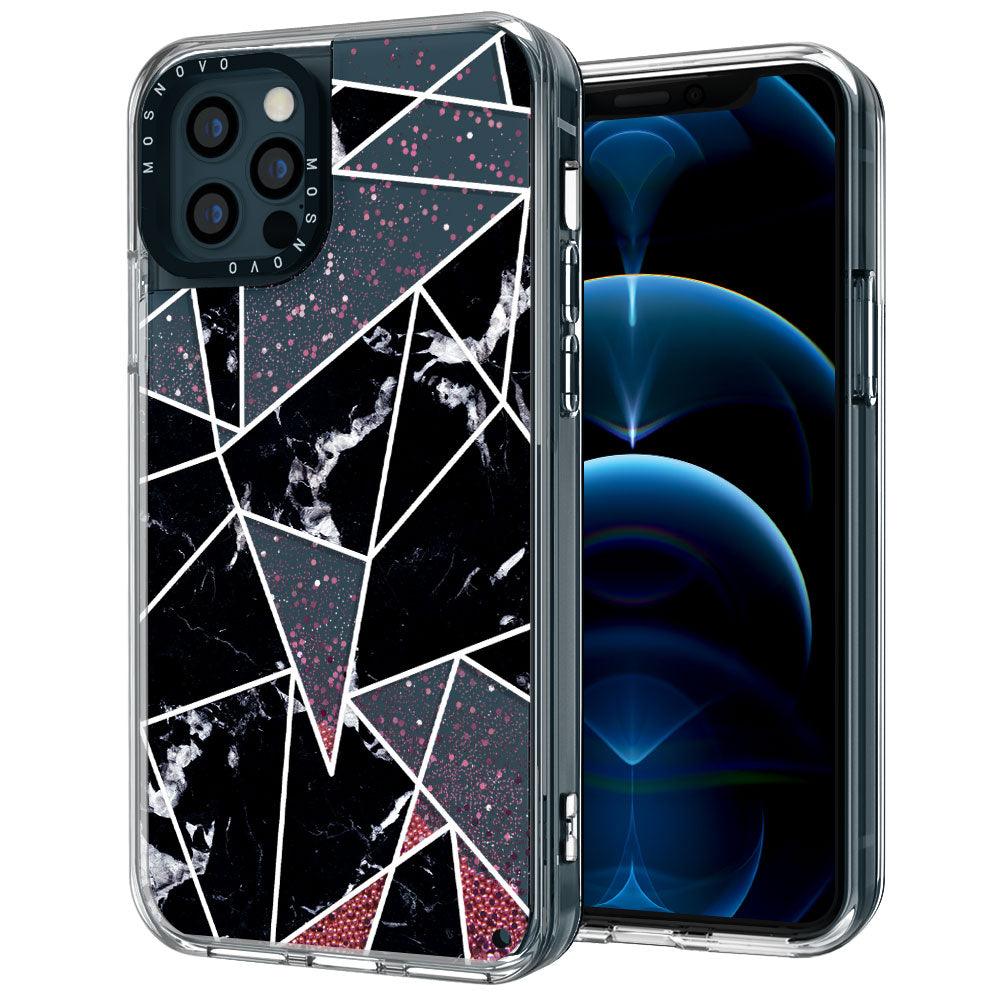 Black Marble Glitter Phone Case - iPhone 12 Pro Max Case - MOSNOVO