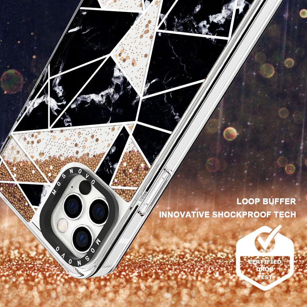 Black Marble Glitter Phone Case - iPhone 12 Pro Max Case - MOSNOVO