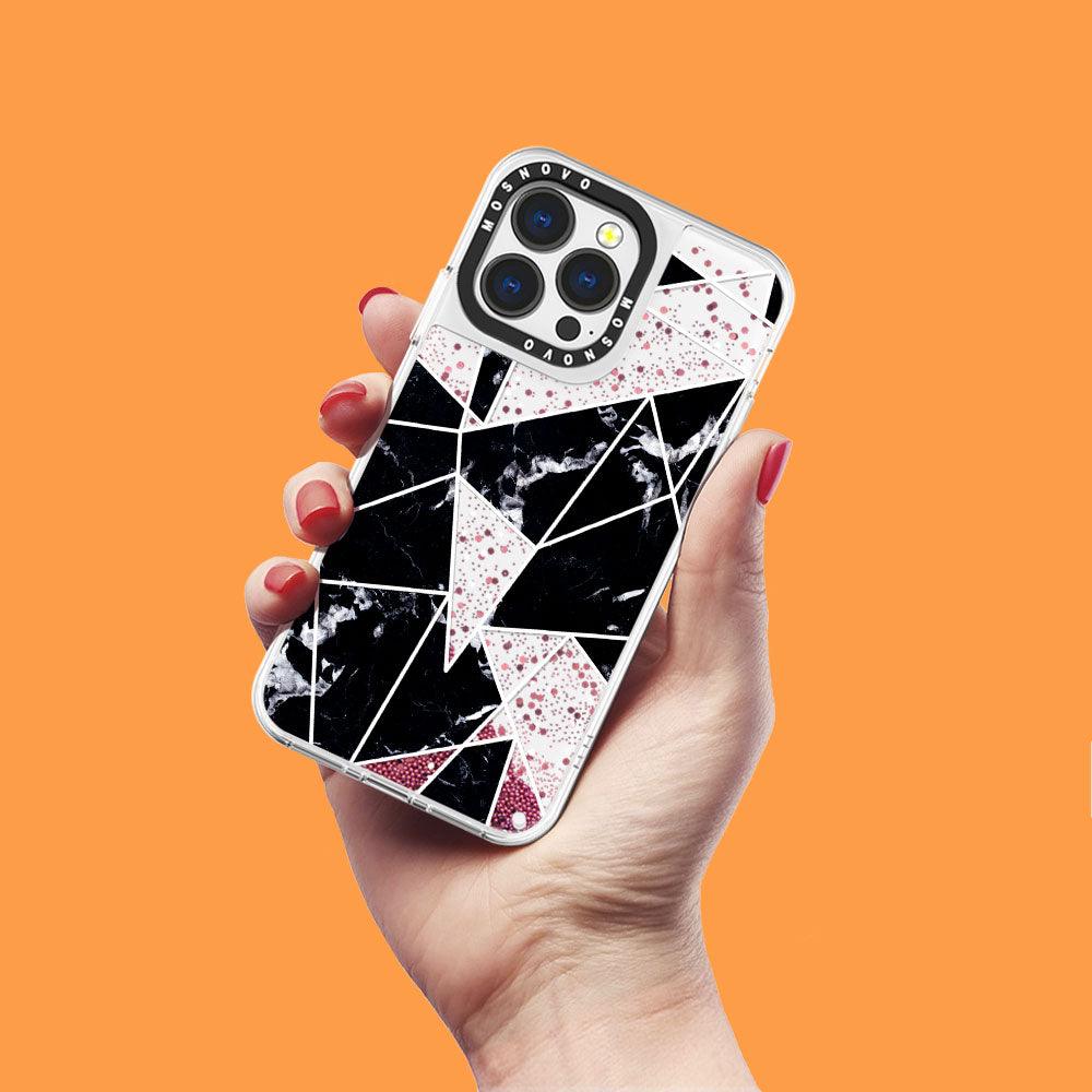 Black Marble Glitter Phone Case - iPhone 13 Pro Case - MOSNOVO