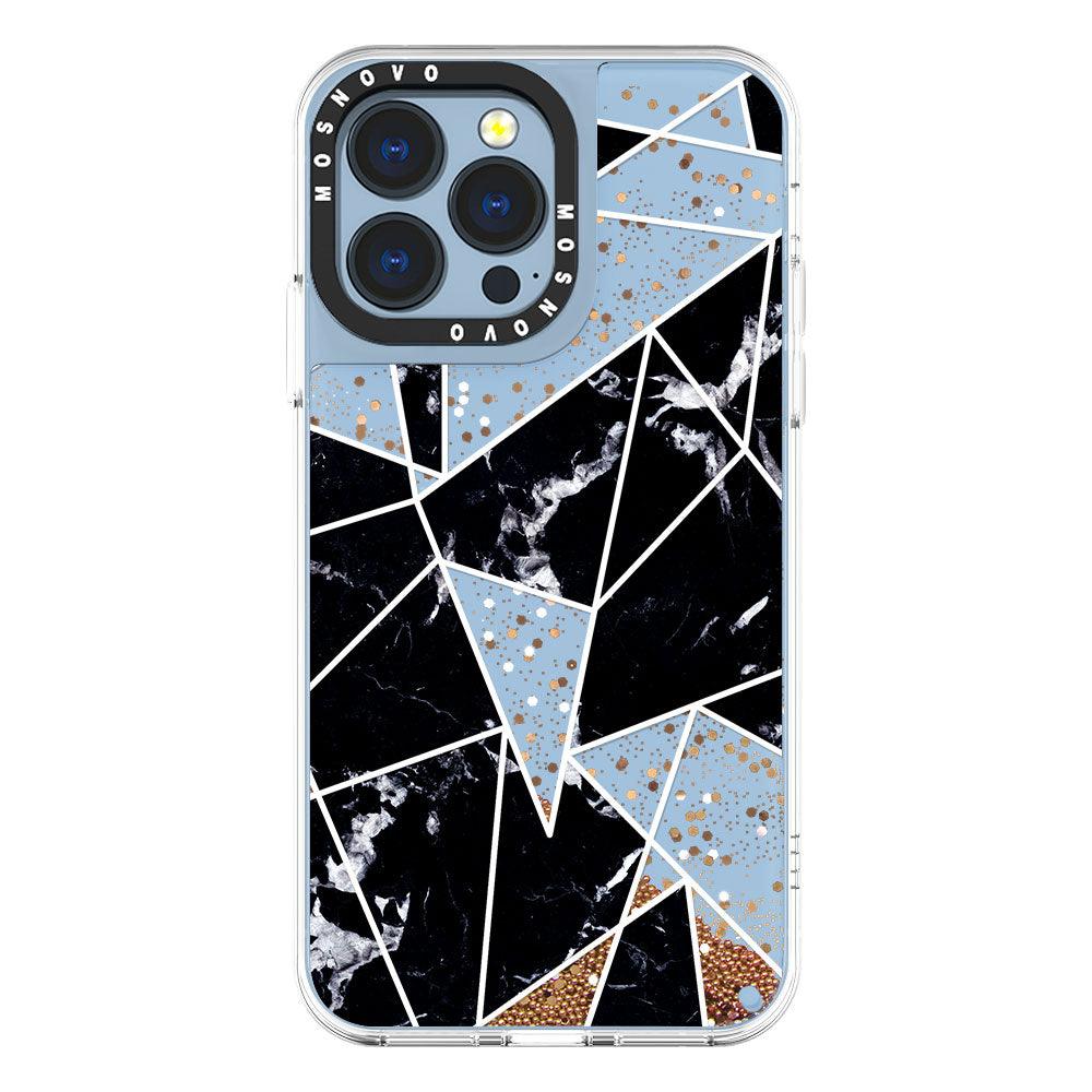 Black Marble Glitter Phone Case - iPhone 13 Pro Case - MOSNOVO