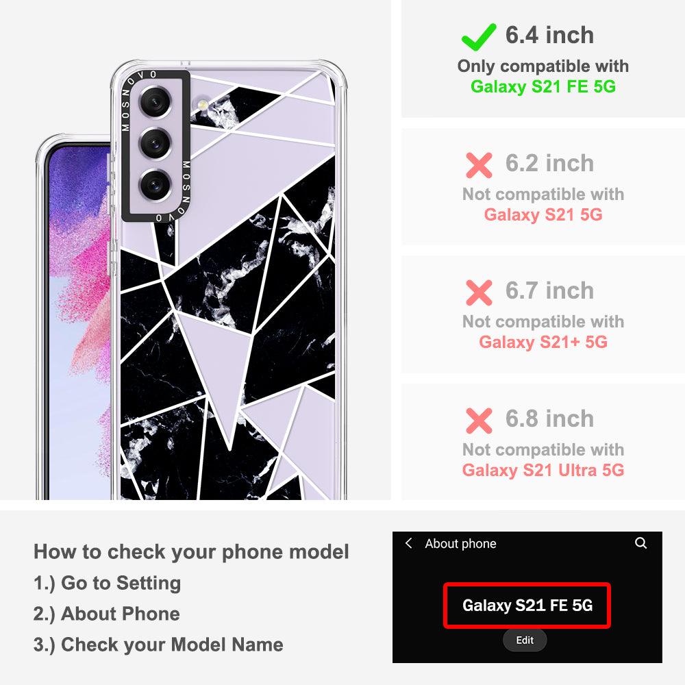 Black Marble Phone Case - Samsung Galaxy S21 FE Case - MOSNOVO