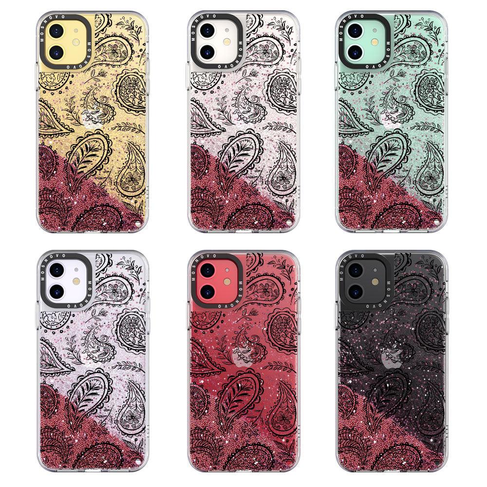 Black Paisley Glitter Phone Case - iPhone 11 Case - MOSNOVO