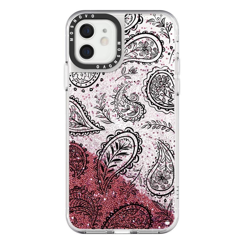 Black Paisley Glitter Phone Case - iPhone 12 Case - MOSNOVO