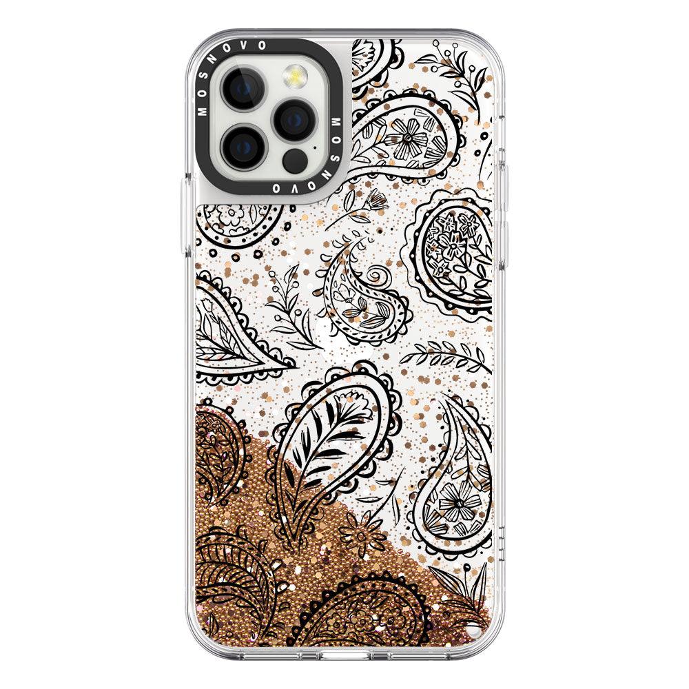 Black Paisley Glitter Phone Case - iPhone 12 Pro Max Case - MOSNOVO