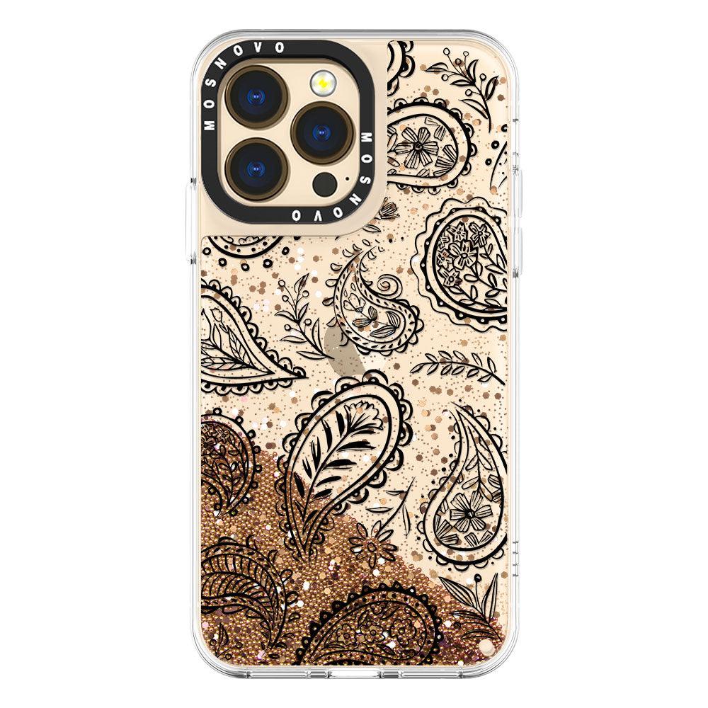 Black Paisley Glitter Phone Case - iPhone 13 Pro Case - MOSNOVO