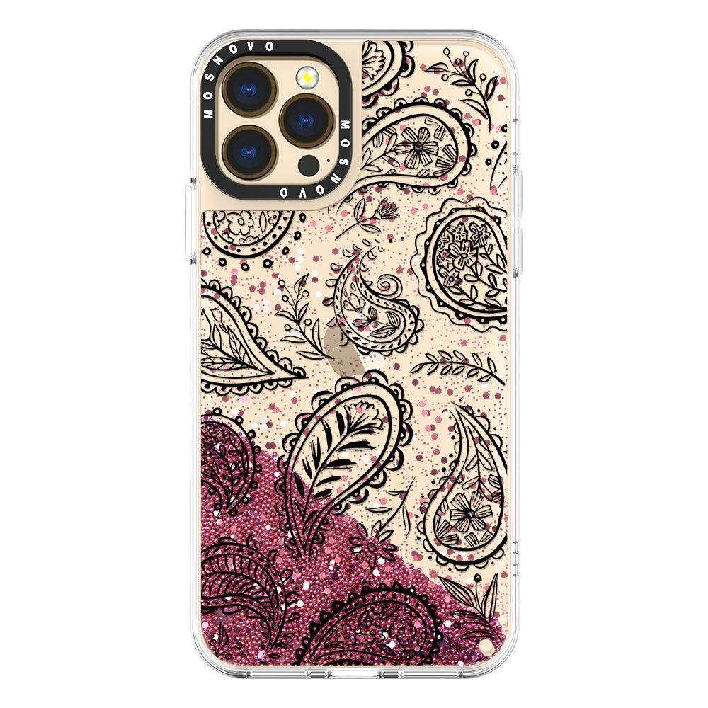Black Paisley Glitter Phone Case - iPhone 13 Pro Max Case - MOSNOVO