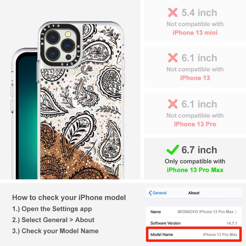 Black Paisley Glitter Phone Case - iPhone 13 Pro Max Case - MOSNOVO