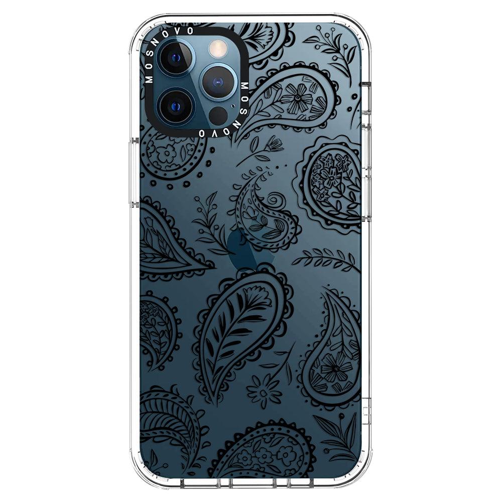 Black Paisley Phone Case - iPhone 12 Pro Case - MOSNOVO