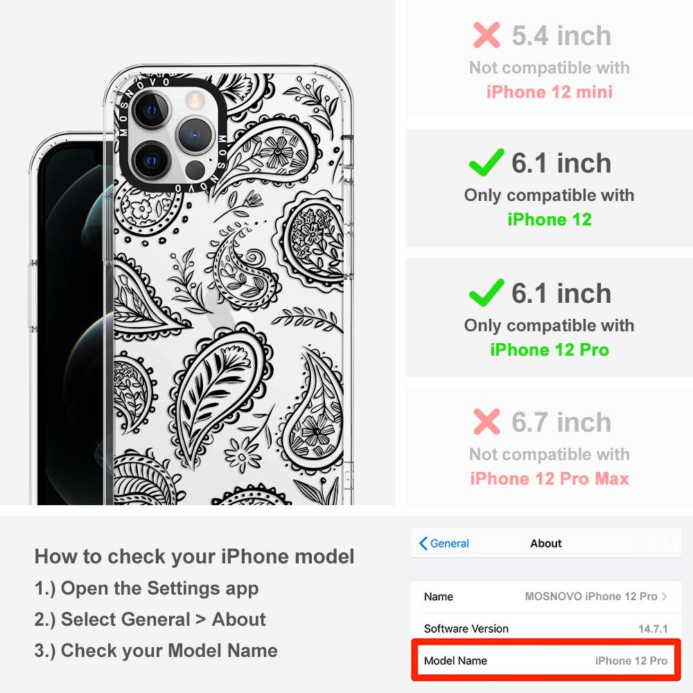 Black Paisley Phone Case - iPhone 12 Pro Case - MOSNOVO